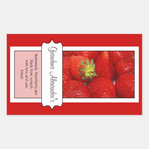 Personalized Canning Jar Label Custom Strawberry Rectangular Sticker