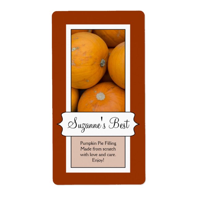 Personalized Canning Jar Label, Pumpkin Label (Front)