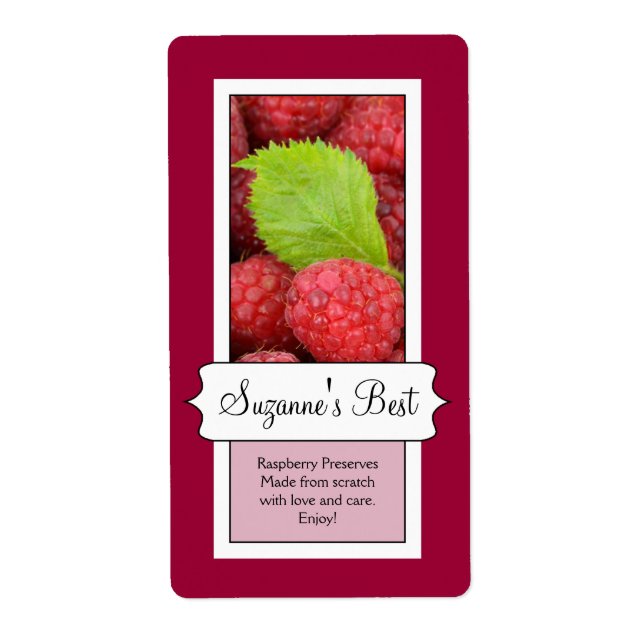 Personalized Canning Jar Label, Raspberry Label (Front)