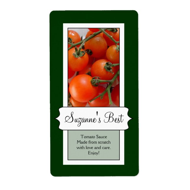 Personalized Canning Jar Label, Tomato Label (Front)