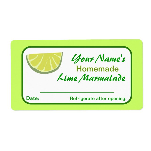 Personalized Canning Labels Lime Preserves Pickles (Front)