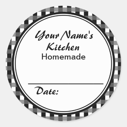 Personalized Canning Labels Round Sticker Black