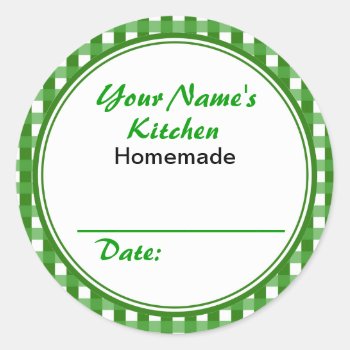 Personalized Canning Labels Round Sticker Green by alinaspencil at Zazzle