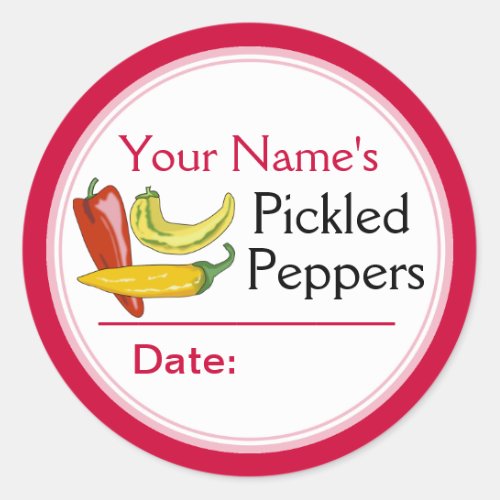 Personalized Canning Labels Round Sticker Peppers