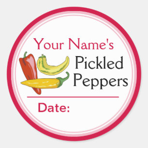 Personalized Canning Labels Round Sticker Peppers