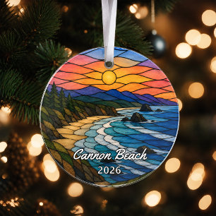 Personalized Cannon Beach Acrylic Ornament, Custom Ornament