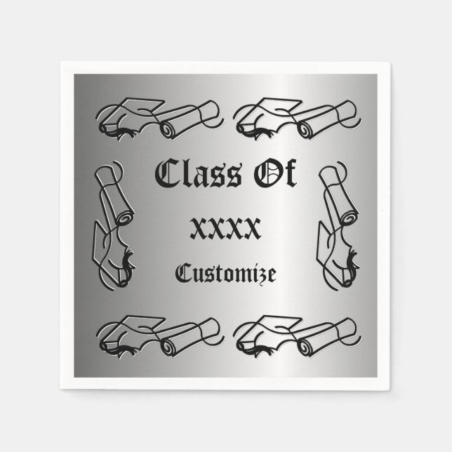 Personalized Cap & Diploma Class Event Napkins (Front)