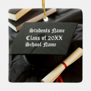 Personalized Cap Diploma Graduation Ceramic Ornament