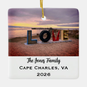 Personalized Cape Charles, Virginia Photo Xmas Ceramic Ornament