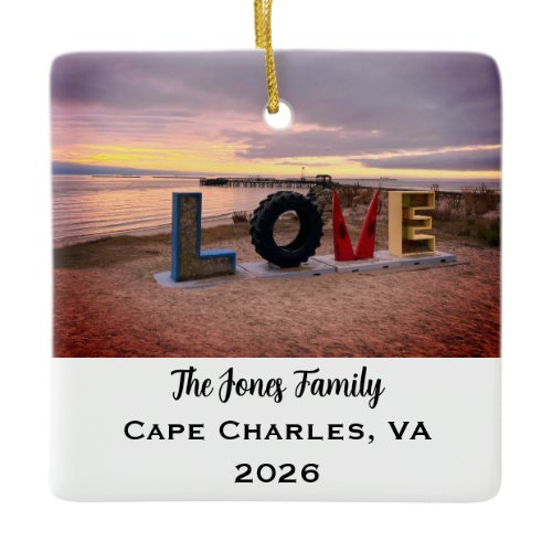 Personalized Cape Charles, Virginia Photo Xmas Ceramic Ornament