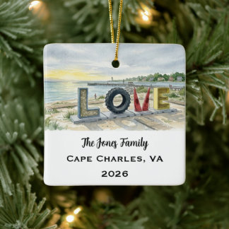 Personalized Cape Charles, Virginia Xmas Ceramic Ornament