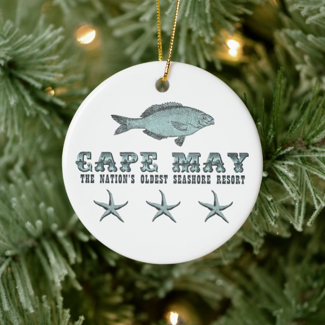 Personalized Cape May New Jersey Seashore Resort Ceramic Ornament (Tree)
