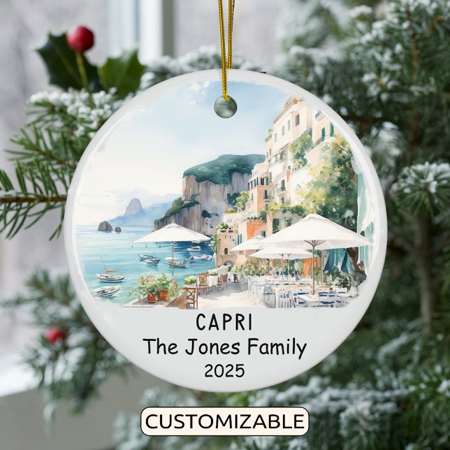 Personalized Capri Ornament, Italy Ceramic Ornament (Creator Uploaded)