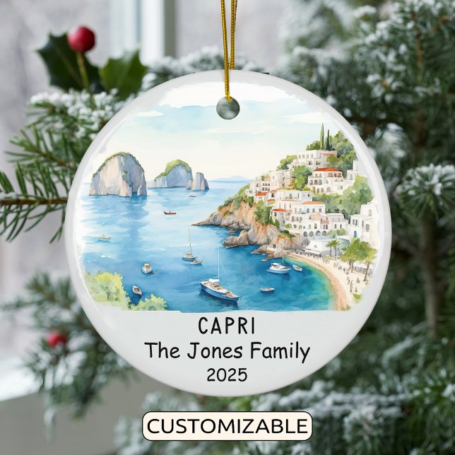 Personalized Capri Ornament, Italy Ceramic Ornament (Creator Uploaded)