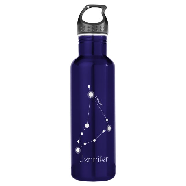 Personalized Capricorn Zodiac Constellation Stainless Steel Water Bottle (Front)