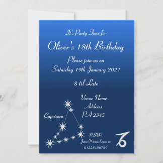 Personalized Capricorn Zodiac Party Invitation