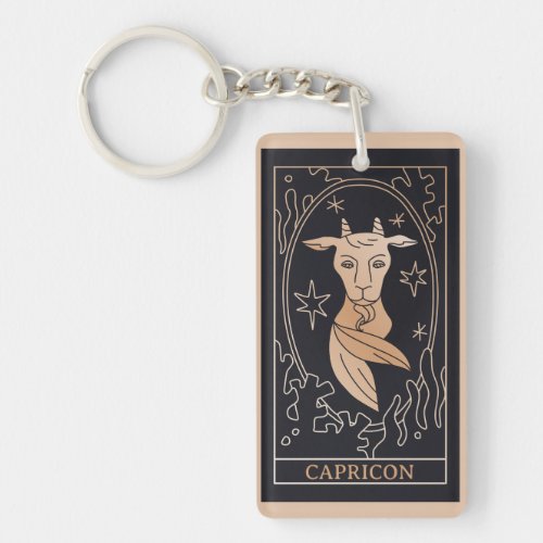 Personalized Capricorn Zodiac Sign Black Vinatge Keychain