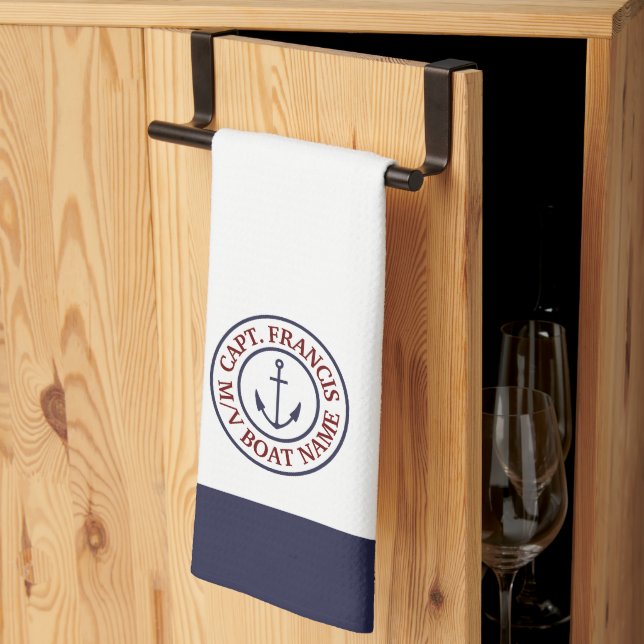 Personalized Captain Anchor Logo Kitchen Towel (Thirds Fold)