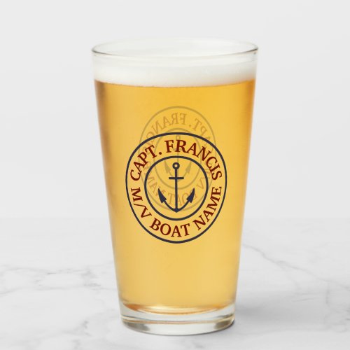 Personalized Captain Anchor Tumble Glass