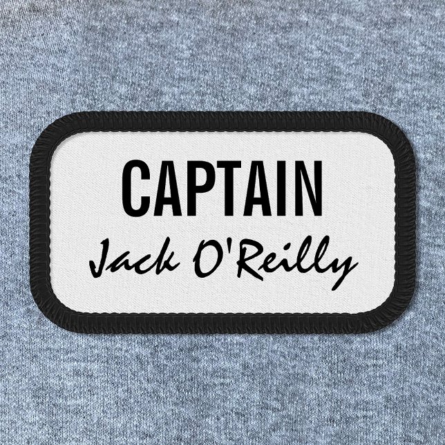 Personalized Captain Black and White Patch (Black and white captain patch for Dad.)