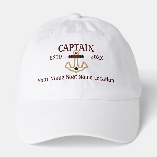 Personalized Captain First Mate Crew or Skipper Hat (Front)