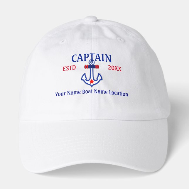 Personalized Captain First Mate Crew or Skipper Hat (Front)