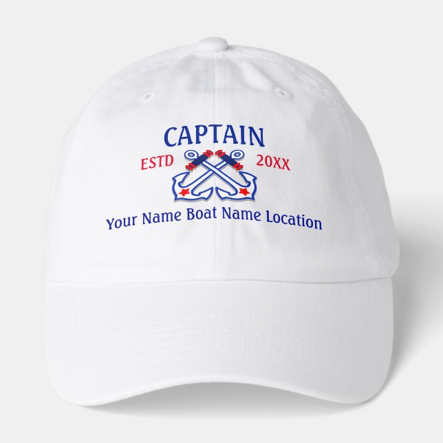 Personalized Captain First Mate Crew or Skipper Hat (Front)
