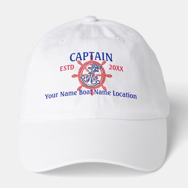 Personalized Captain First Mate Crew or Skipper Hat (Front)