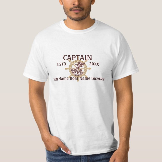 Personalized Captain First Mate Crew or Skipper T-Shirt (Front)