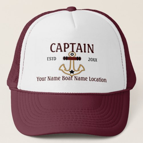 Personalized Captain First Mate Crew or Skipper Trucker Hat