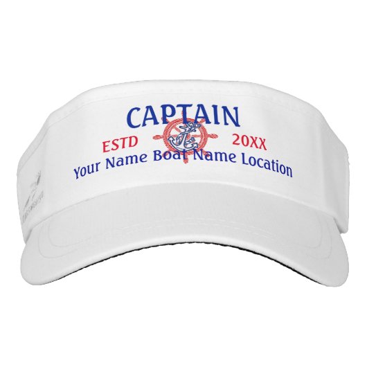 Personalized Captain First Mate Crew or Skipper Visor (Front)
