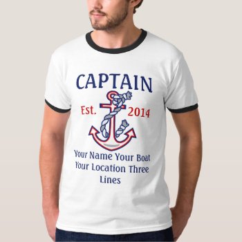 Personalized Captain First Mate Skipper Gear T-shirt by CaptainShoppe at Zazzle