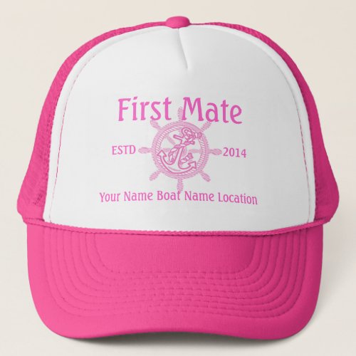 Personalized Captain First Mate Skipper Your Hat