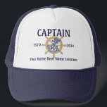 Personalized Captain First Mate Skipper Your Hat<br><div class="desc">A personalized nautical style wheel decor for a custom casual truckers hat for yourself or for someone special on your list to enjoy. Here's a selection of fine custom nautical style embroidered baseball caps you can personalize easily. Use the "Ask this Designer" link to contact us with your special design...</div>