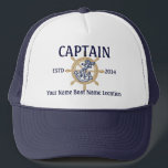 Personalized Captain First Mate Skipper Your Hat<br><div class="desc">A personalized nautical style wheel decor for a custom casual truckers hat for yourself or for someone special on your list to enjoy. Here's a selection of fine custom nautical style embroidered baseball caps you can personalize easily. Use the "Ask this Designer" link to contact us with your special design...</div>