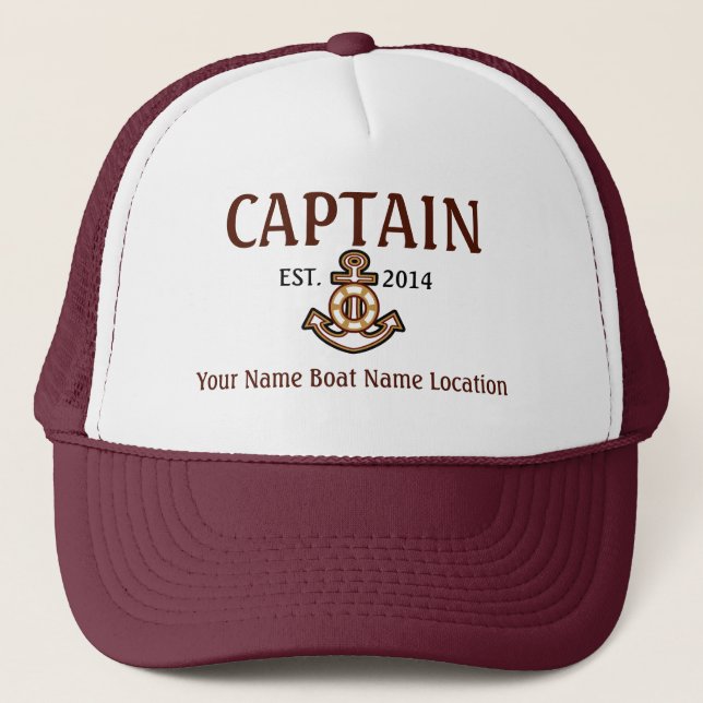 Personalized Captain Hat Year Name Location (Front)