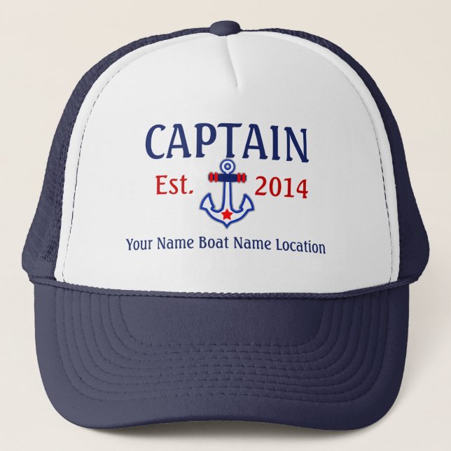Personalized Captain Hat Year Name Location (Front)