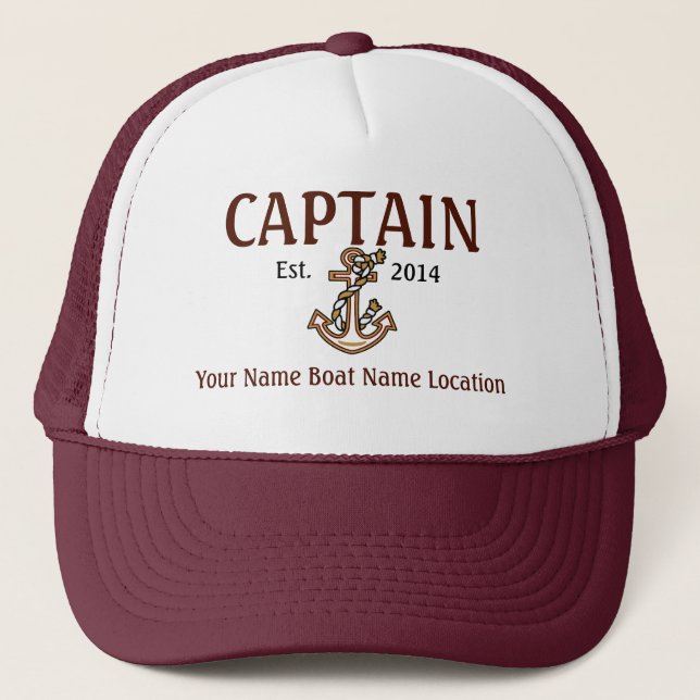 Personalized Captain Hat Year Name Location (Front)