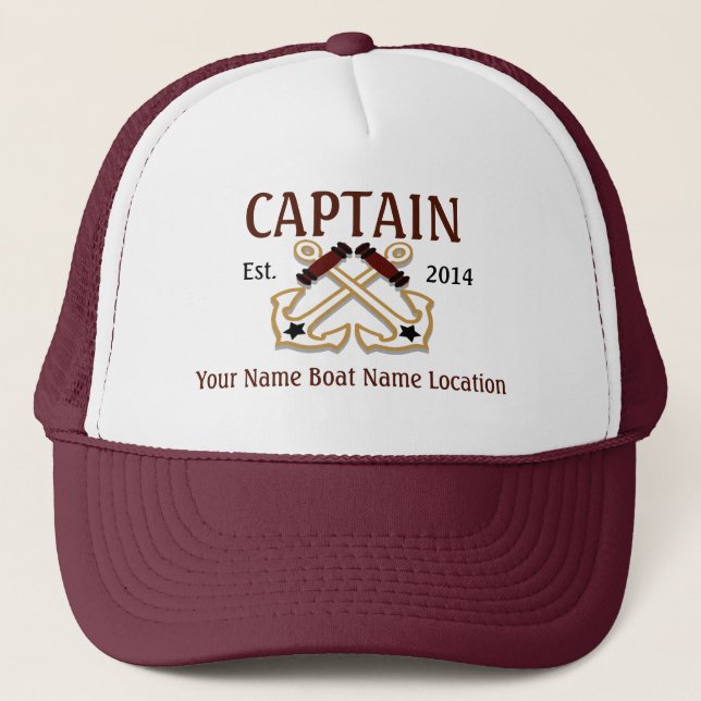 Personalized Captain Hat Year Name Location (Front)