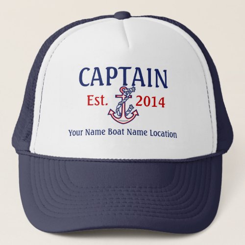 Personalized Captain Hat Year Name Location