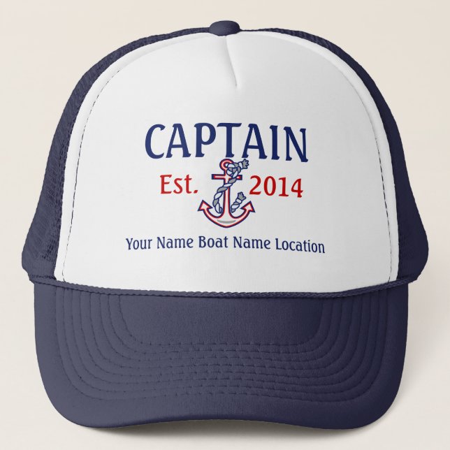 Personalized Captain Hat Year Name Location (Front)