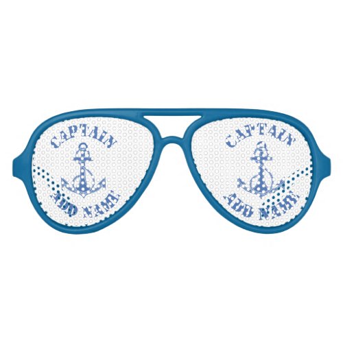 Personalized captain name anchor aviator sunglasses