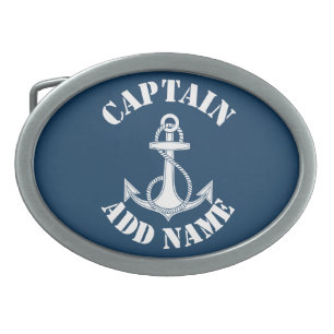 Personalized captain name anchor belt buckle