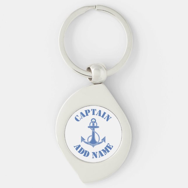 Personalized captain name anchor keychain (Front)