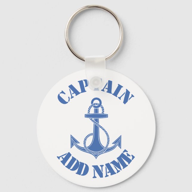 Personalized captain name anchor keychain (Front)