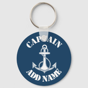 Personalized captain name anchor keychain
