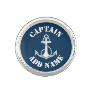 Personalized captain name anchor ring