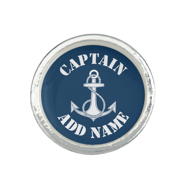 Personalized captain name anchor ring (Front)
