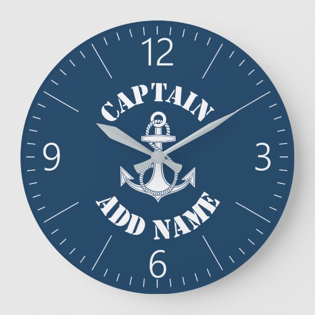 Personalized captain name boat large clock (Front)