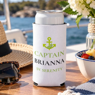 Personalized Captain Name & Boat Name Nautical Seltzer Can Cooler